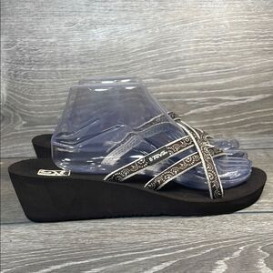 Teva Mush Mandalyn Wedge Ola 2 Women’s Sz 10 Brown Toe Loop Strappy Sandals